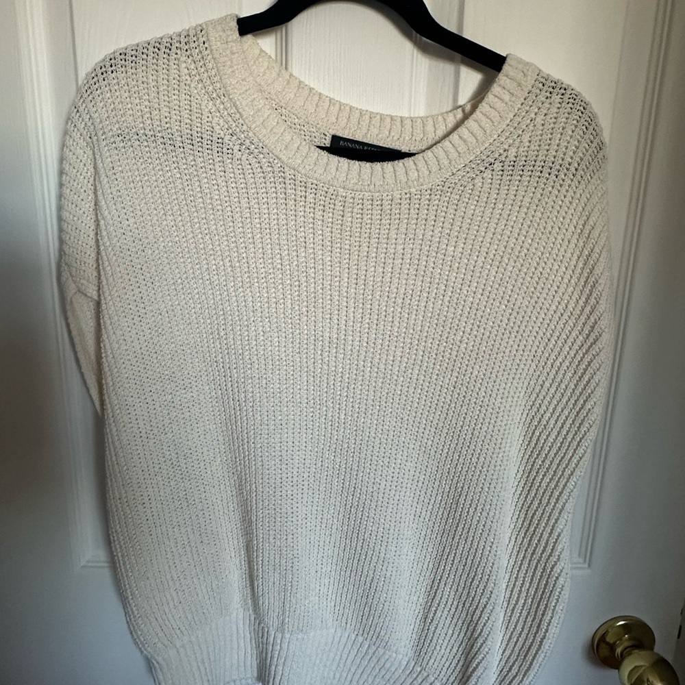 Banana Republic Ivory Knit Sweater Vest Women’s size L NWOT